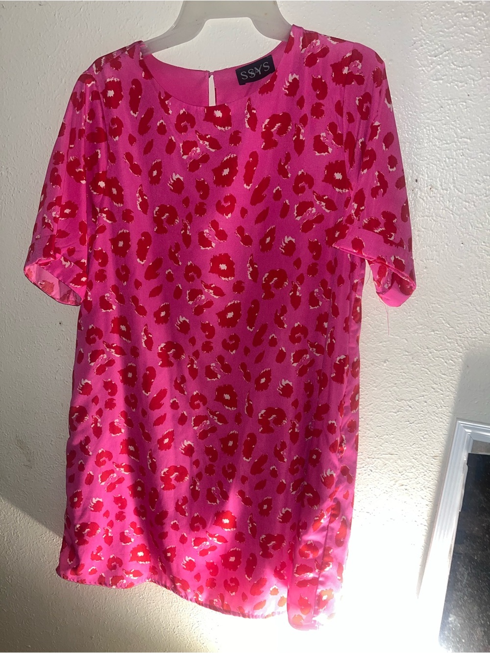 Hot Pink Leopard Print Shift Dress